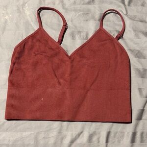 Zella Warm Brown Ribbed Top